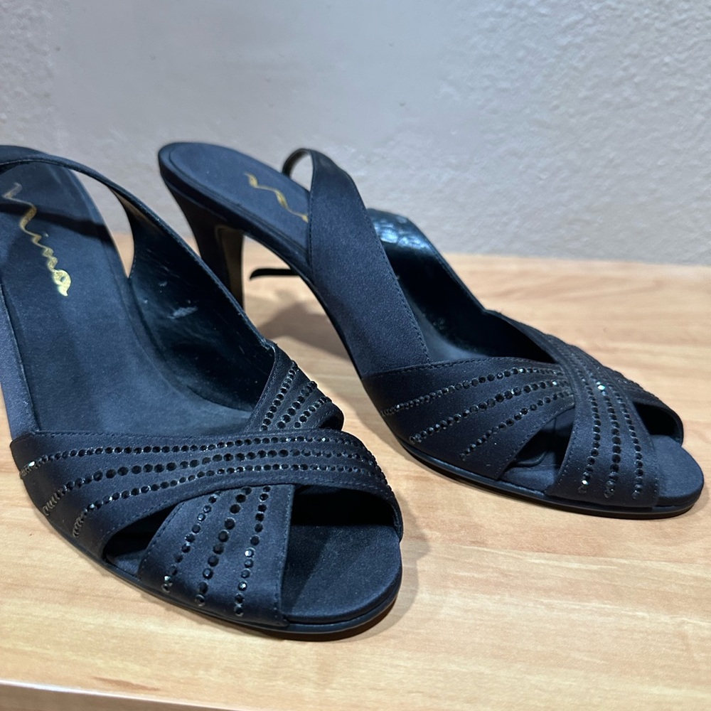 Black Satin Magic – Sparkle + Slingback Chic